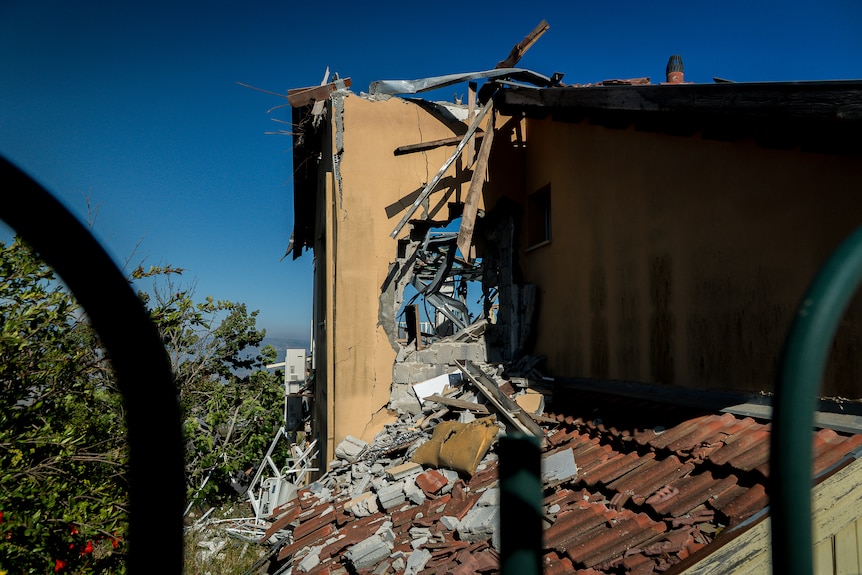 A damaged part of a house.