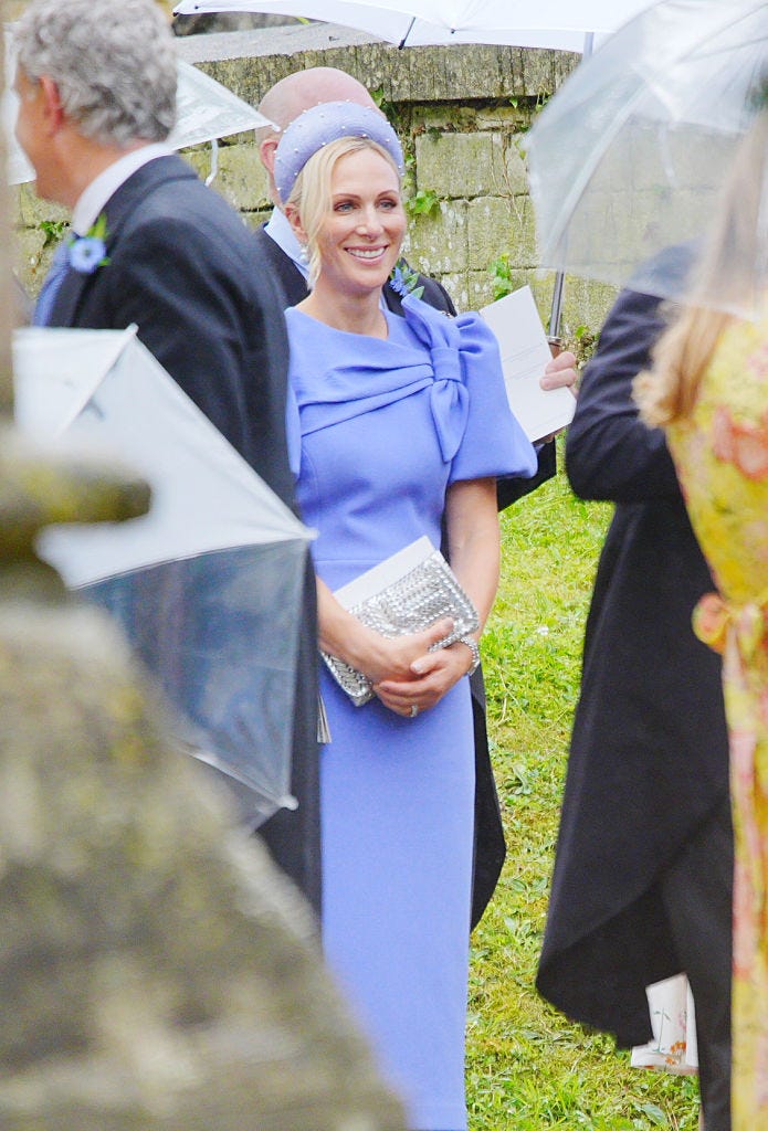 zara tindall at the wedding of harriet sperling to peter phillips at all saints church in kemble, gloucestershire picture date saturday june 6, 2026 photo by ben birchallpa images via getty images