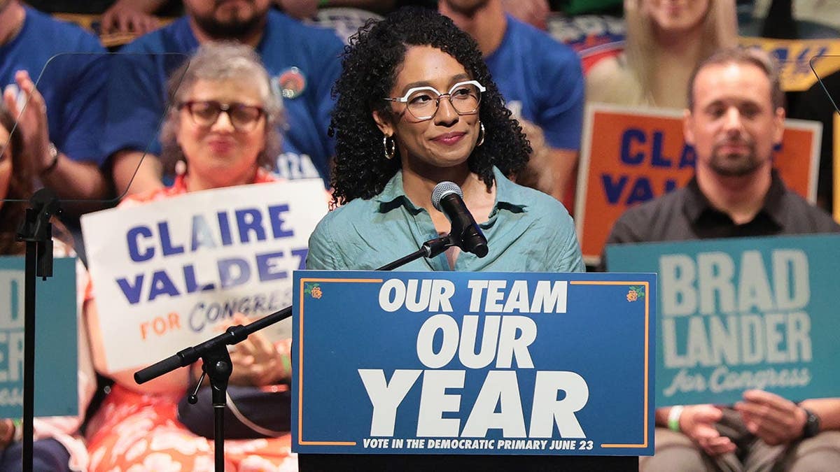 Congressional candidate Darializa Avila Chevalier speaking at a Get Out the Vote rally in New York City