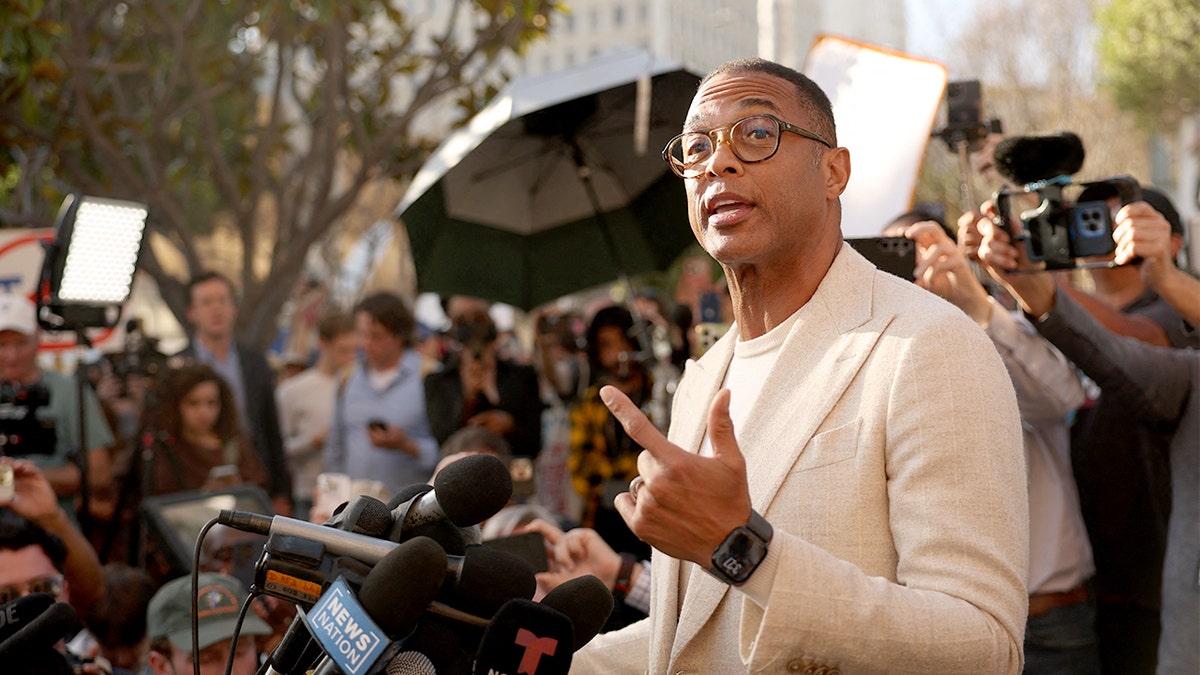 Don Lemon speaking to the media outside the Edward R. Roybal Federal Courthouse in Los Angeles