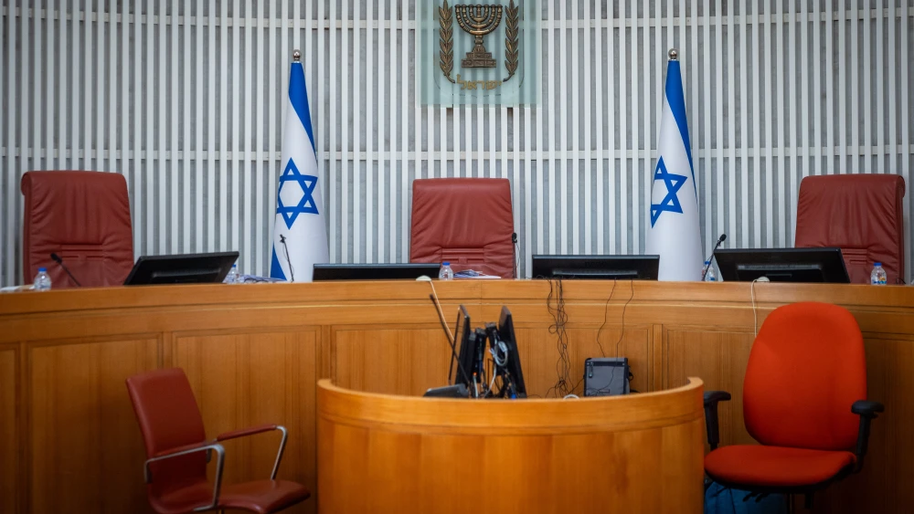 A view of the empty courtroom at the Supreme Court in Jerusalem on July 13, 2025.