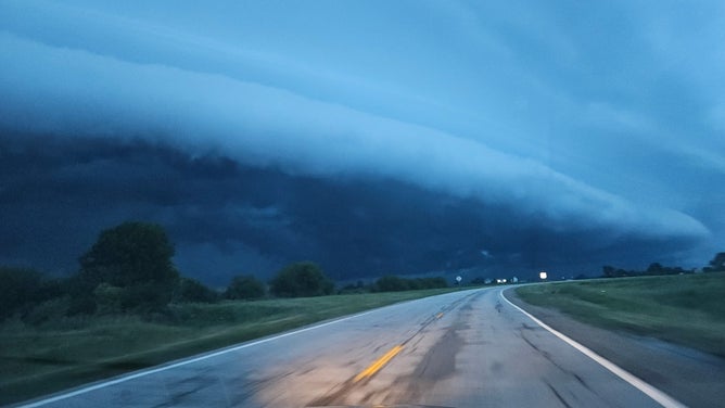 Line of thunderstorms approaches Dwight, Illinois, Wednesday, June 10, 2026.