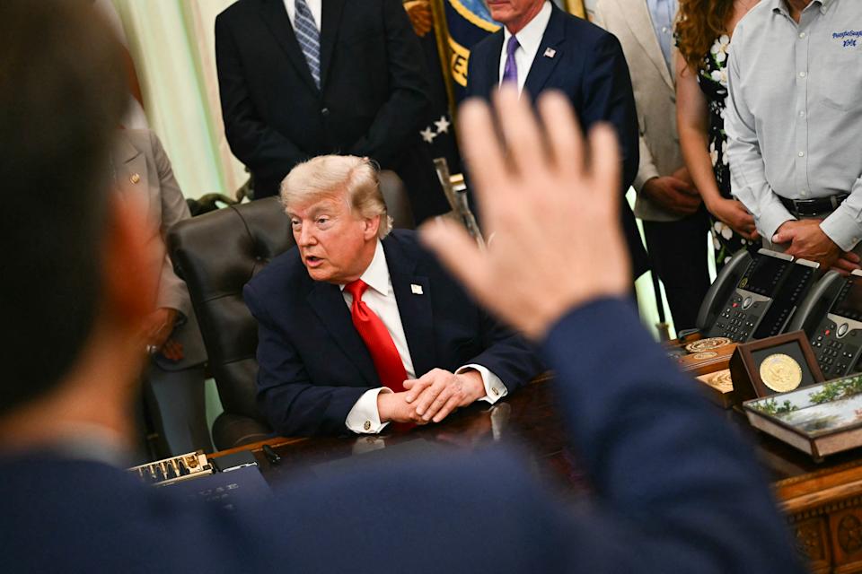 US President Donald Trump speaks before signing a proclamation in the Oval Office of the White House in Washington, DC, on June 11, 2026. (Photo by Kent NISHIMURA / AFP via Getty Images)