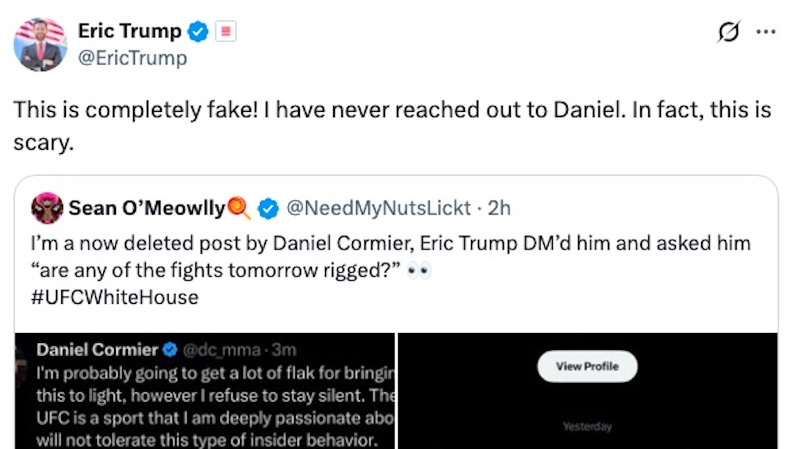 eric trump daniel cormier tweet