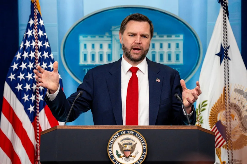 Vice President JD Vance at a news conference on June 18, 2026, at the White House in Washington, D.C., before postponing a trip to Switzerland where he had been due to lead follow-up talks on the U.S.-Iran MOU.