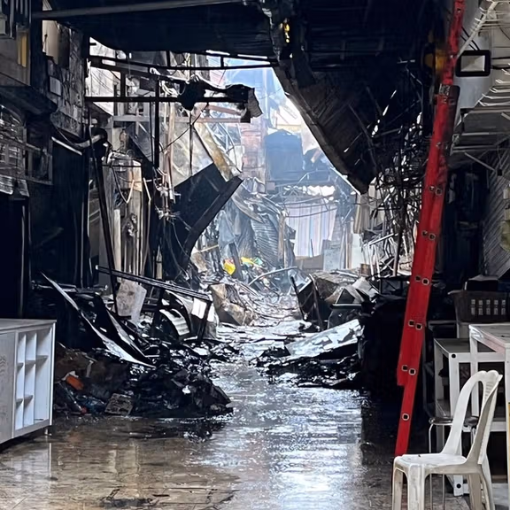 The aftermath of the fire in Rasht bazaar