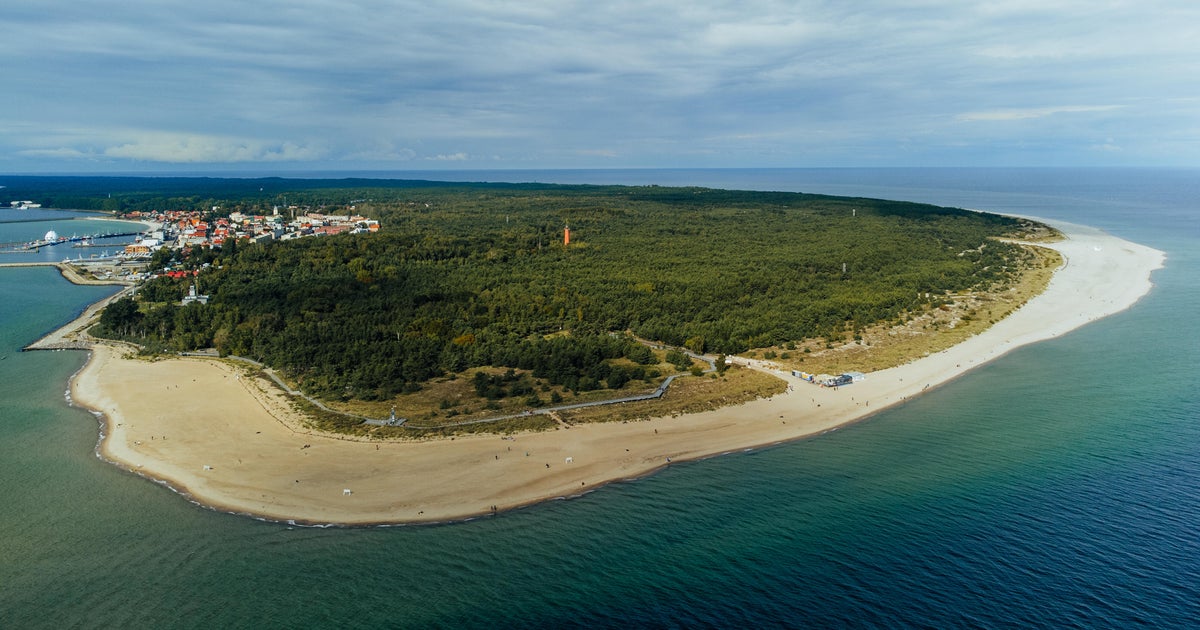High angle view of sea against sky,Hel,Poland