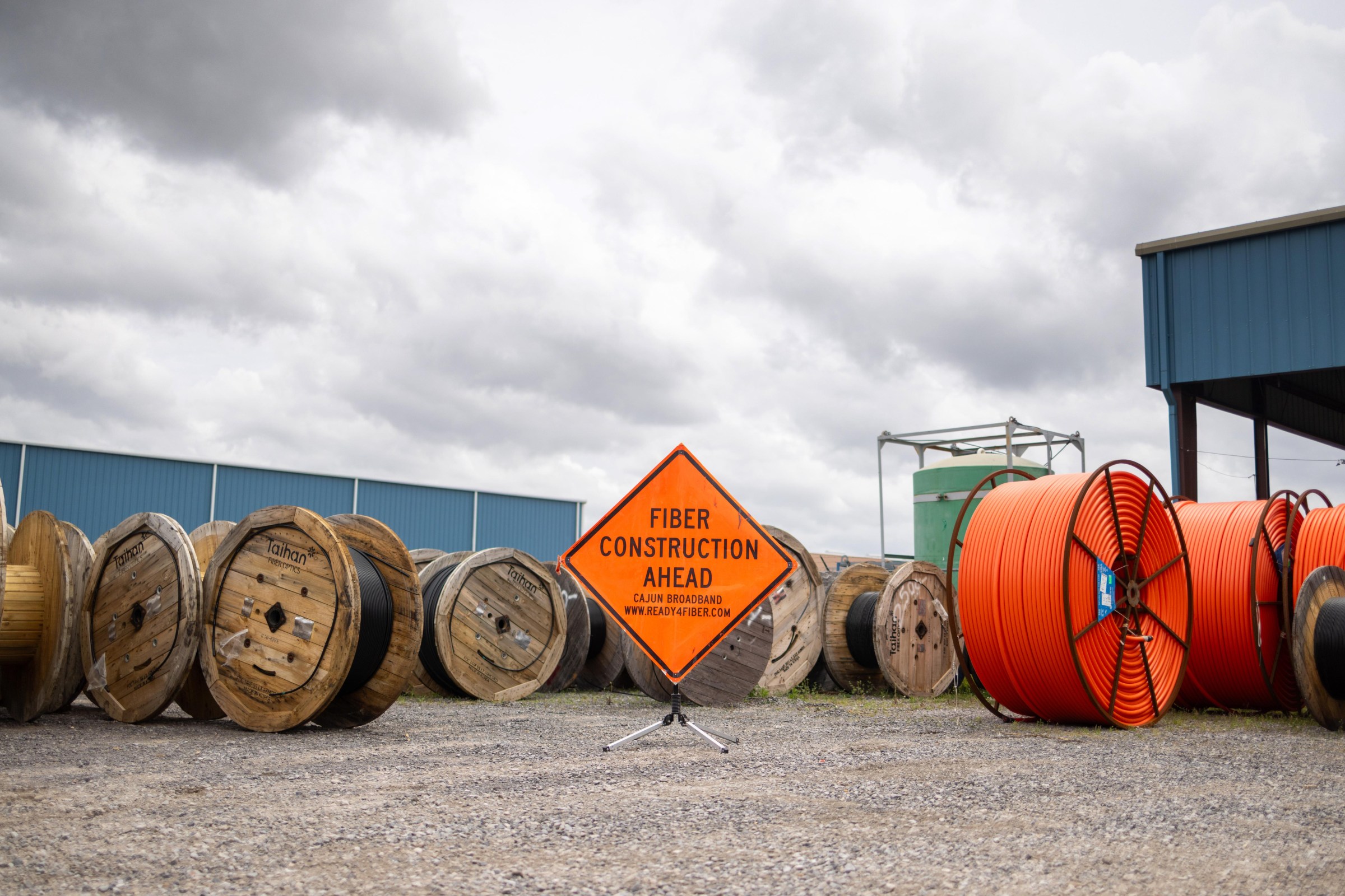 Rolls of fiber from Cajun Broadband, which was awarded $33 million to bring high-speed internet to rural Louisiana.