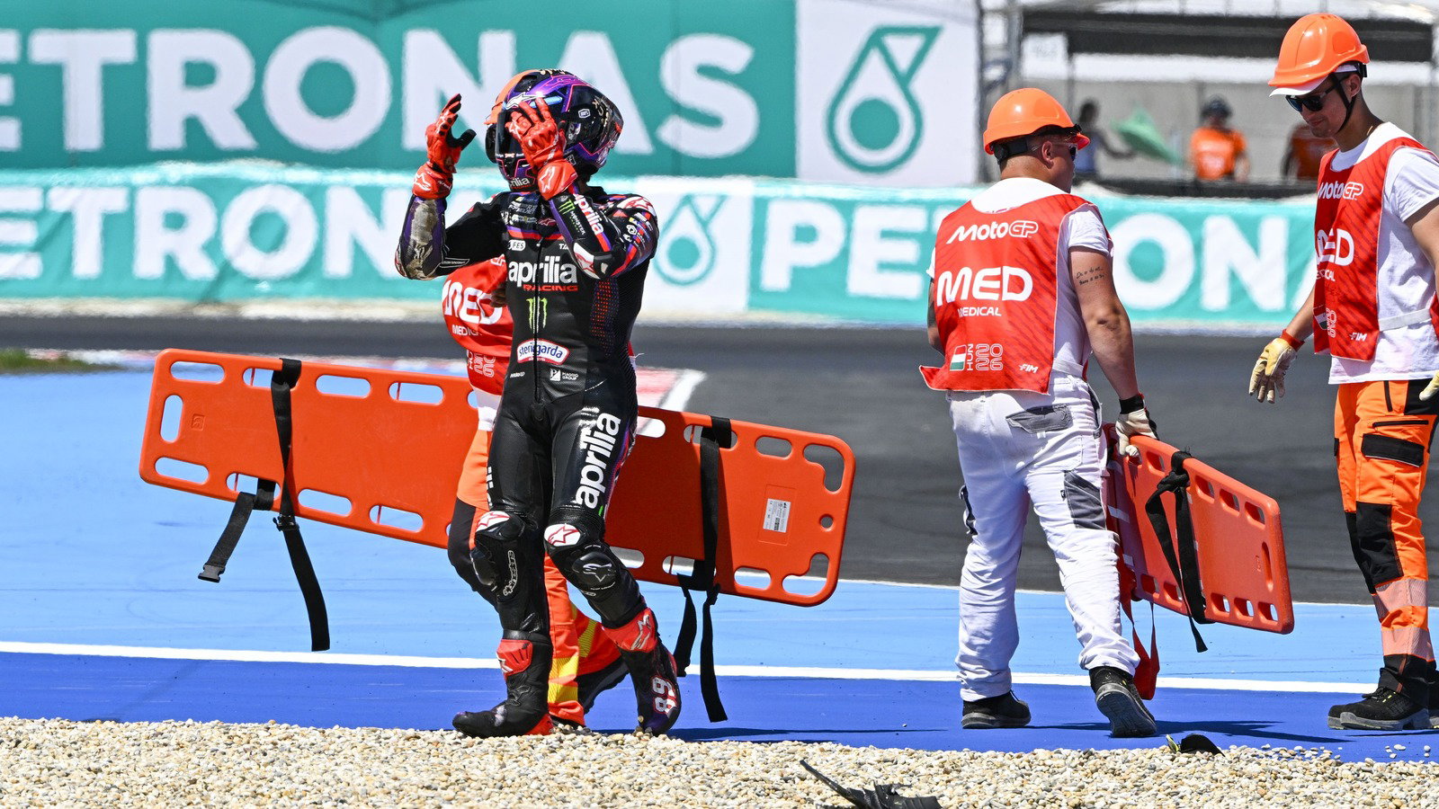 Jorge Martin, Turn 1 crash, 2026 Hungarian MotoGP. 