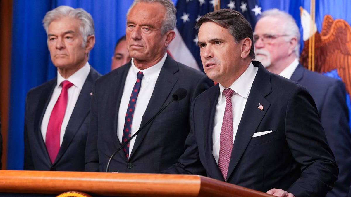 Acting Attorney General Todd Blanche speaks during a news conference