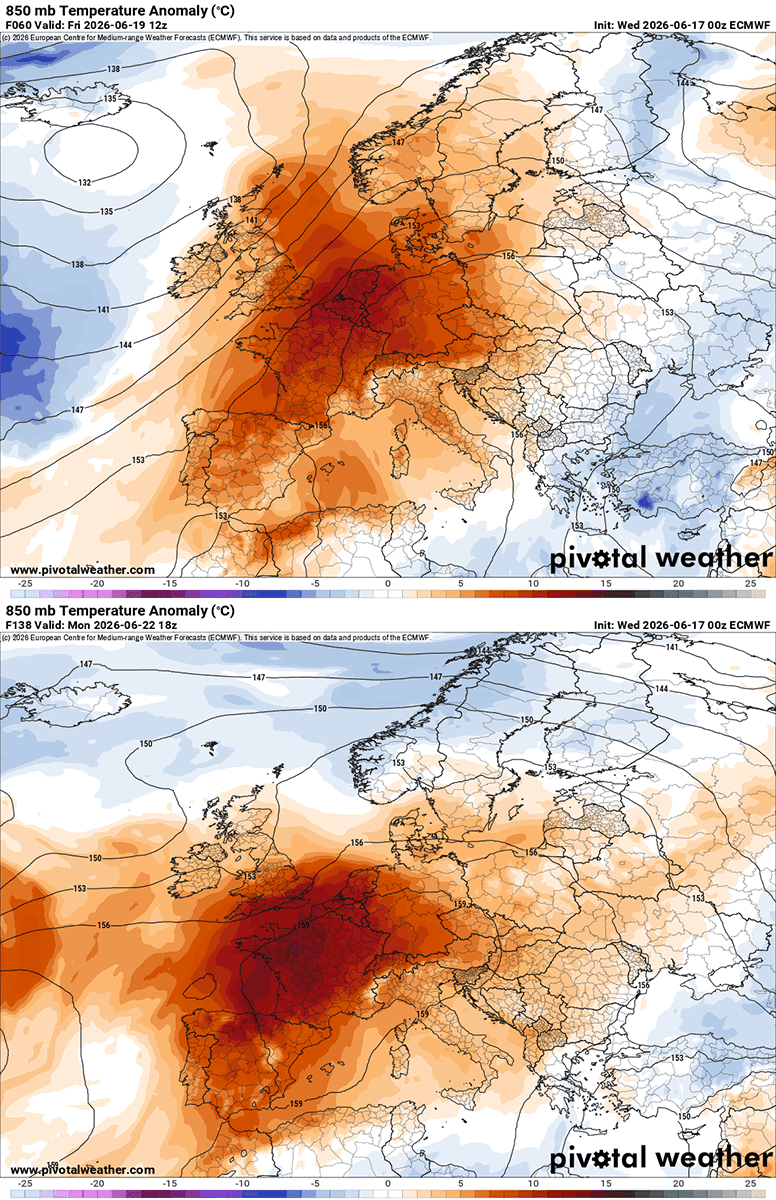 heat-dome-europe-heatwave-june-summer-2026-forecast-850mbar-temperature-anomaly