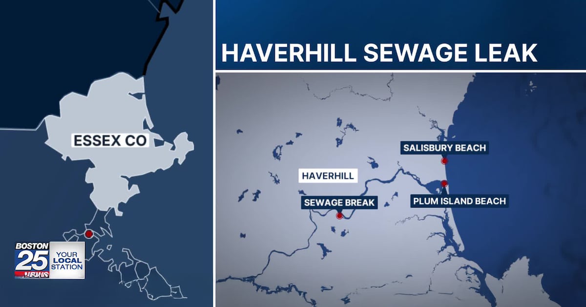 North Shore beaches closed as millions of gallons of sewage flow into Merrimack River – Boston 25 News