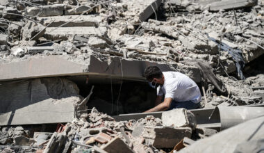 Displaced Lebanese inspect shattered Nabatieh after Israel halts attacks | Israel attacks Lebanon