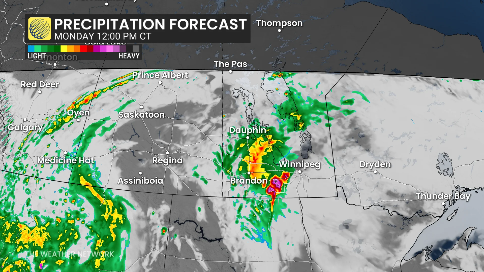 Prairies precipitation Monday afternoon