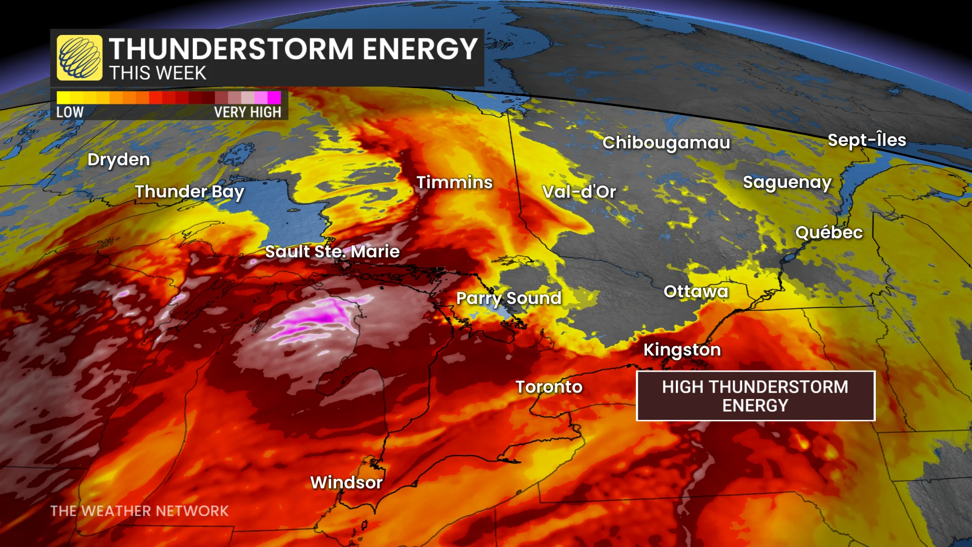 Ontario thunderstorm energy this week