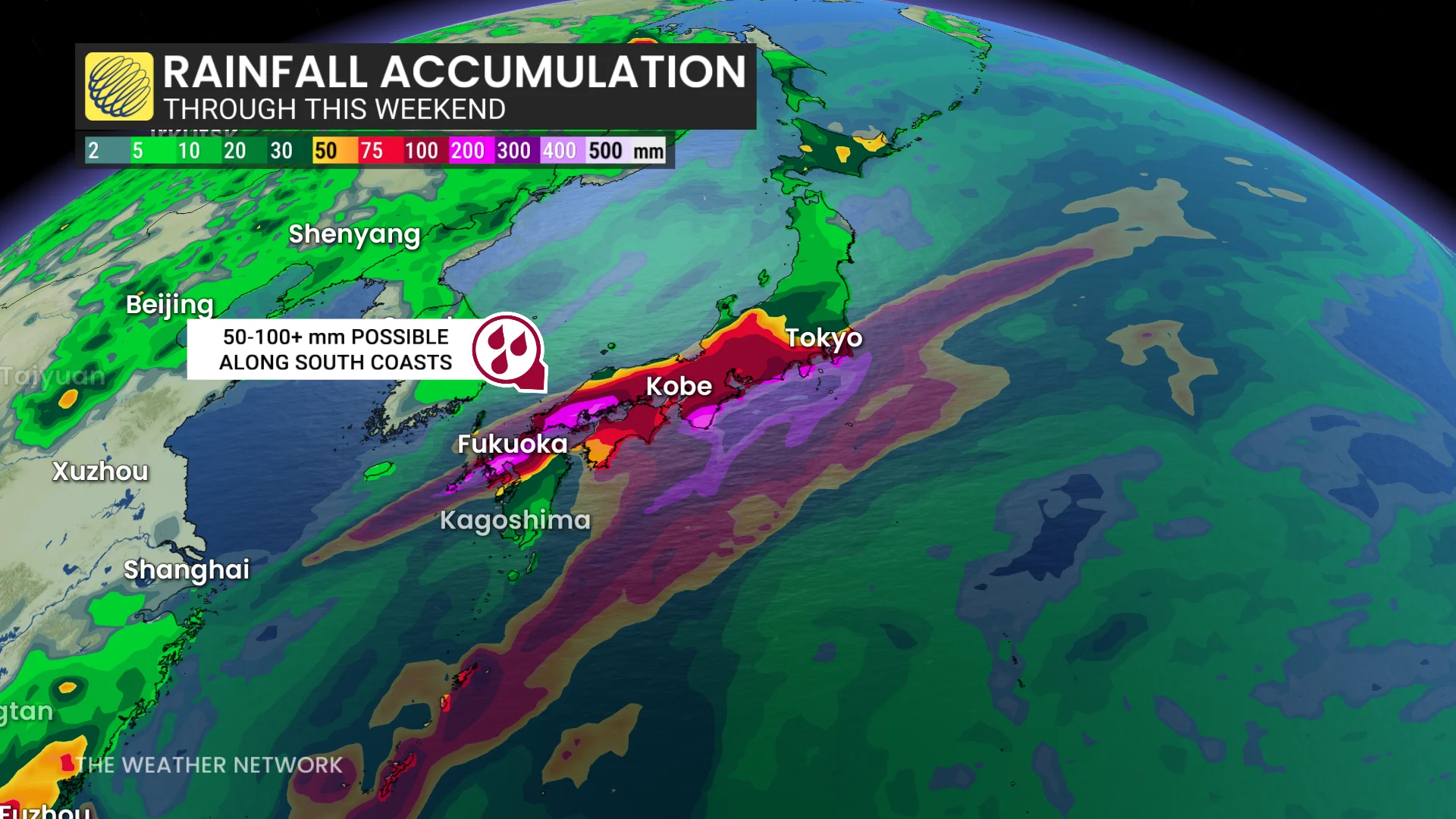 Typhoon Mekkhala Japan rainfall this weekend