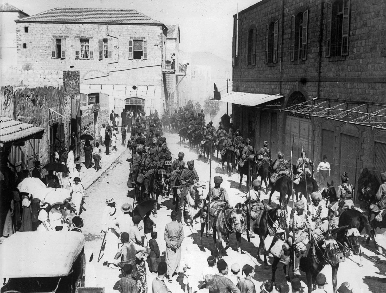 Indian Lancers fight in the Battle of Haifa, 1918. Credit: Collections of the Imperial War Museums, United Kingdom/Public Domain via Wikimedia Commons.