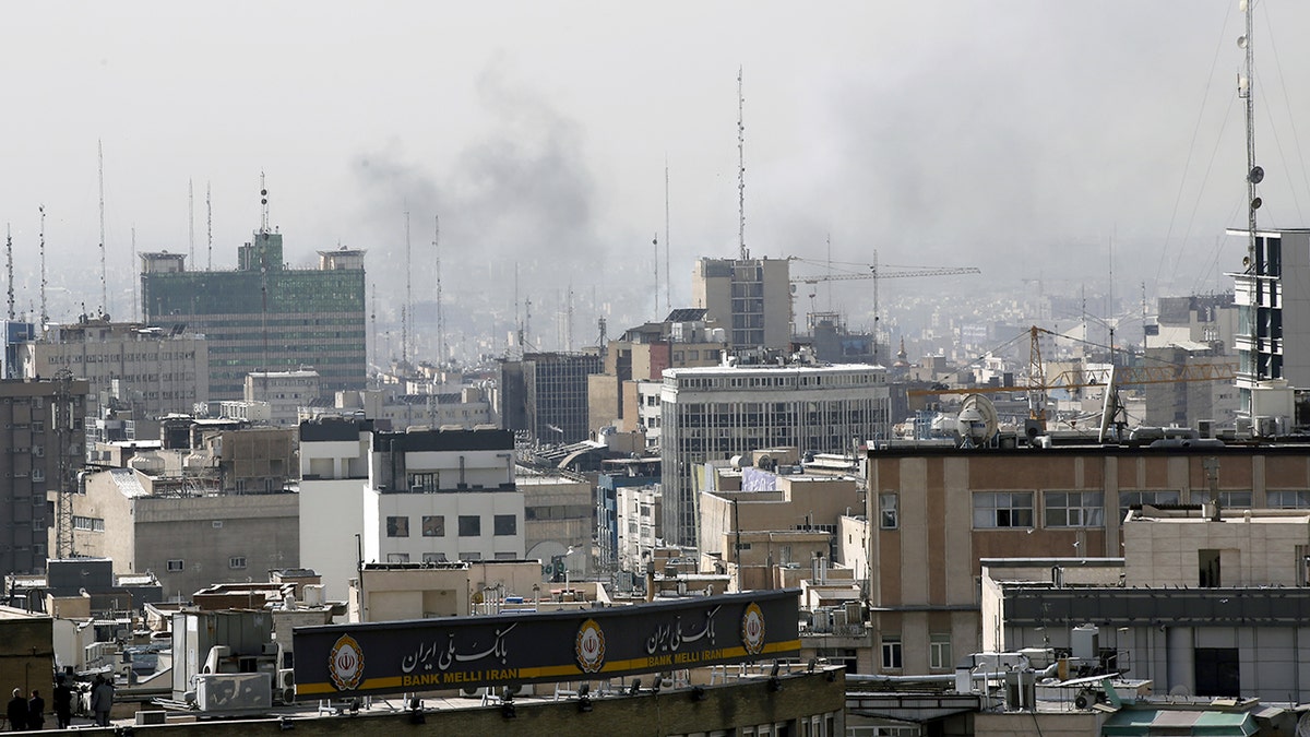 Bombing aftermath showing damaged buildings in Tehran Iran