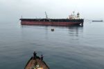 A Greek-flagged crude oil tanker seen off the coast of the Syrian Baniyas port refinery, along the Mediterranean Sea.