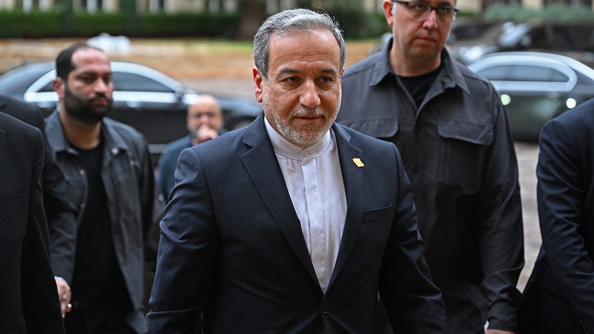 Iranian Foreign Minister Abbas Araghchi arriving at government palace in Beirut