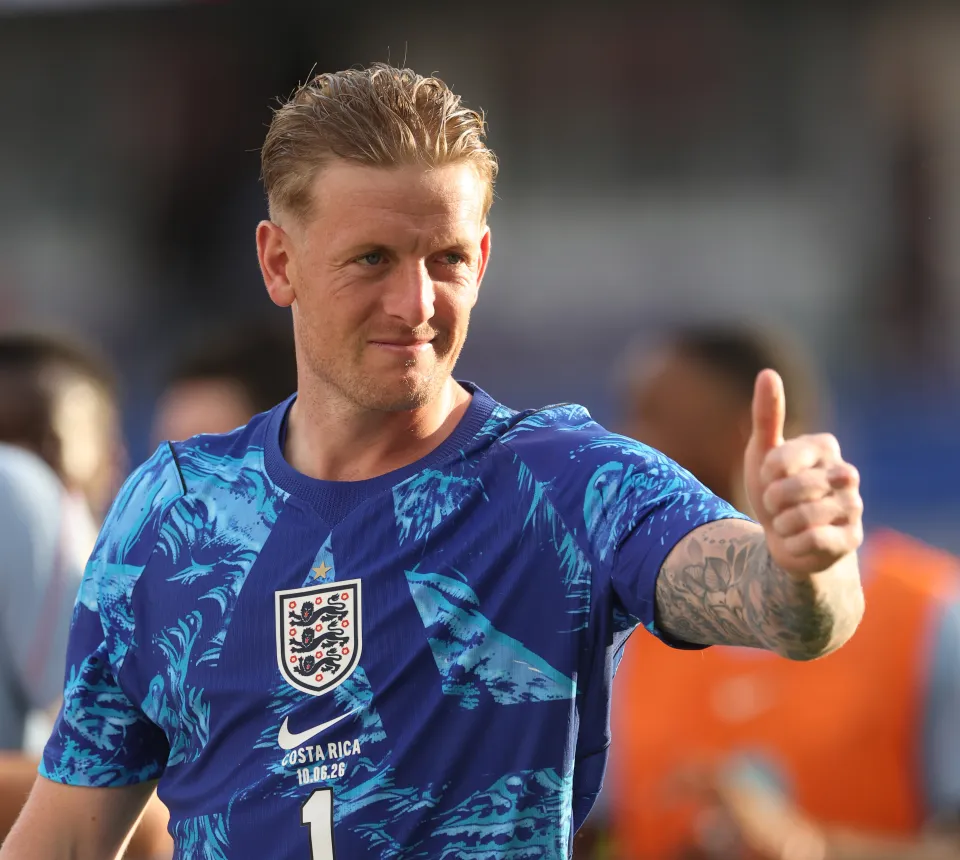 Jordan Pickford playing for England against Costa Rica