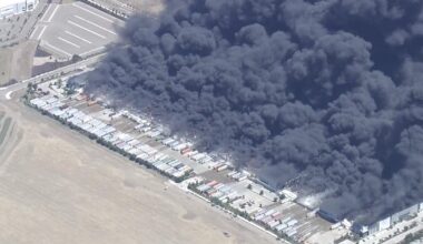 Tracy medical warehouse fire sends large black smoke plume into sky