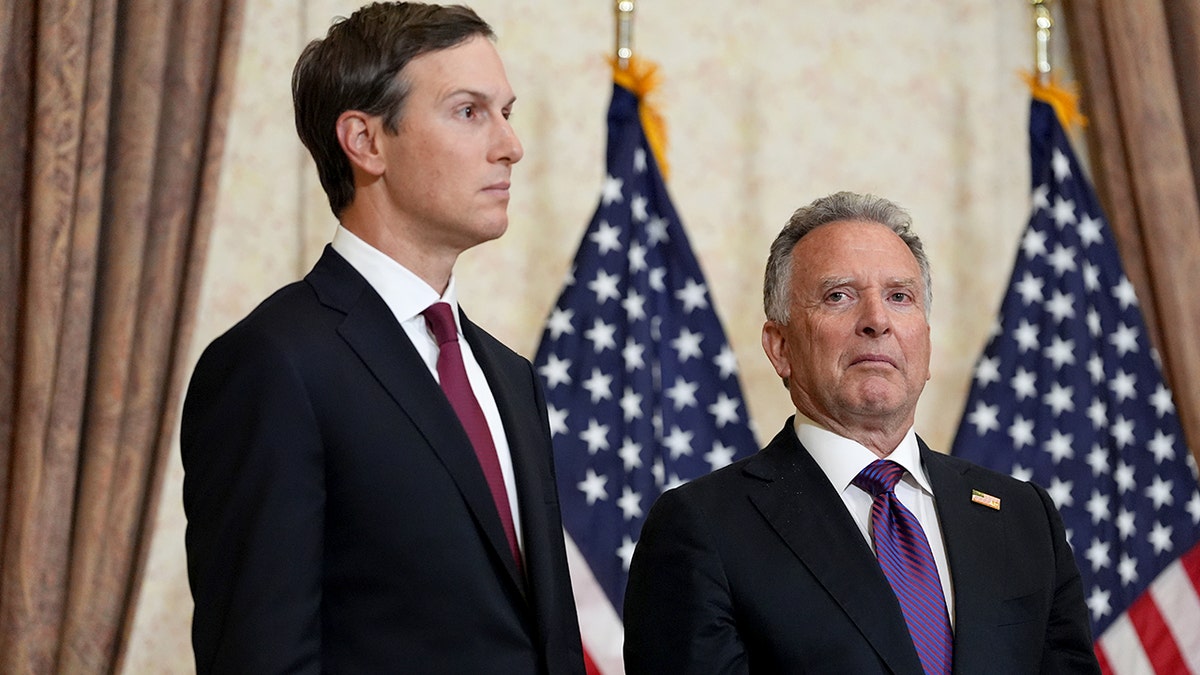 Vice President JD Vance speaking with Jared Kushner and Steve Witkoff listening in Islamabad Pakistan