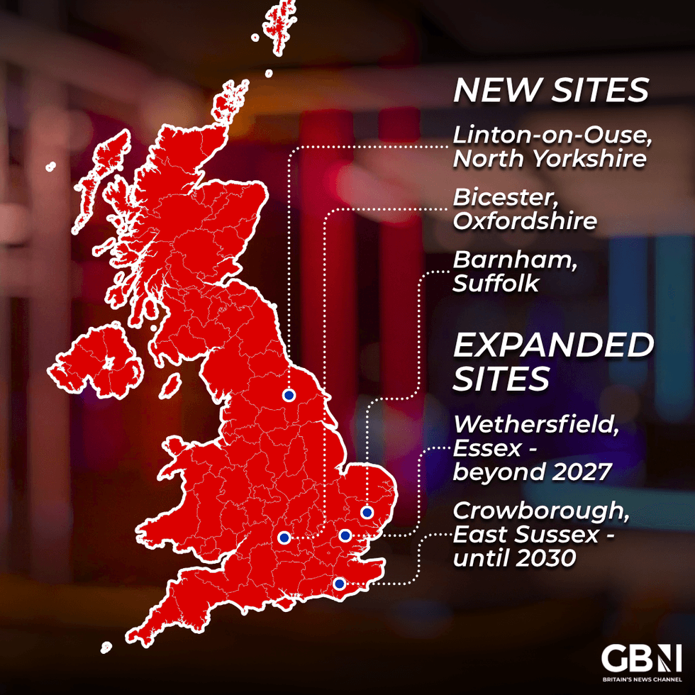 Map of new and expanded sites