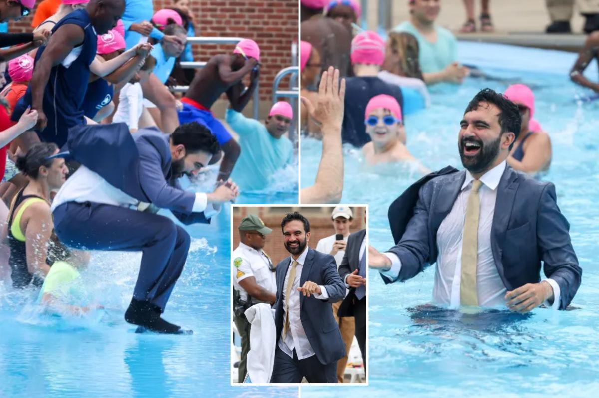 Zohran Mamdani jumps into NYC pool to kick off summer tradition