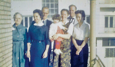 Ellen Bryan, far left, stands with members of the Tehran Church of Christ, which met at Ellen and Albert Bryan’s home during the 1950s.