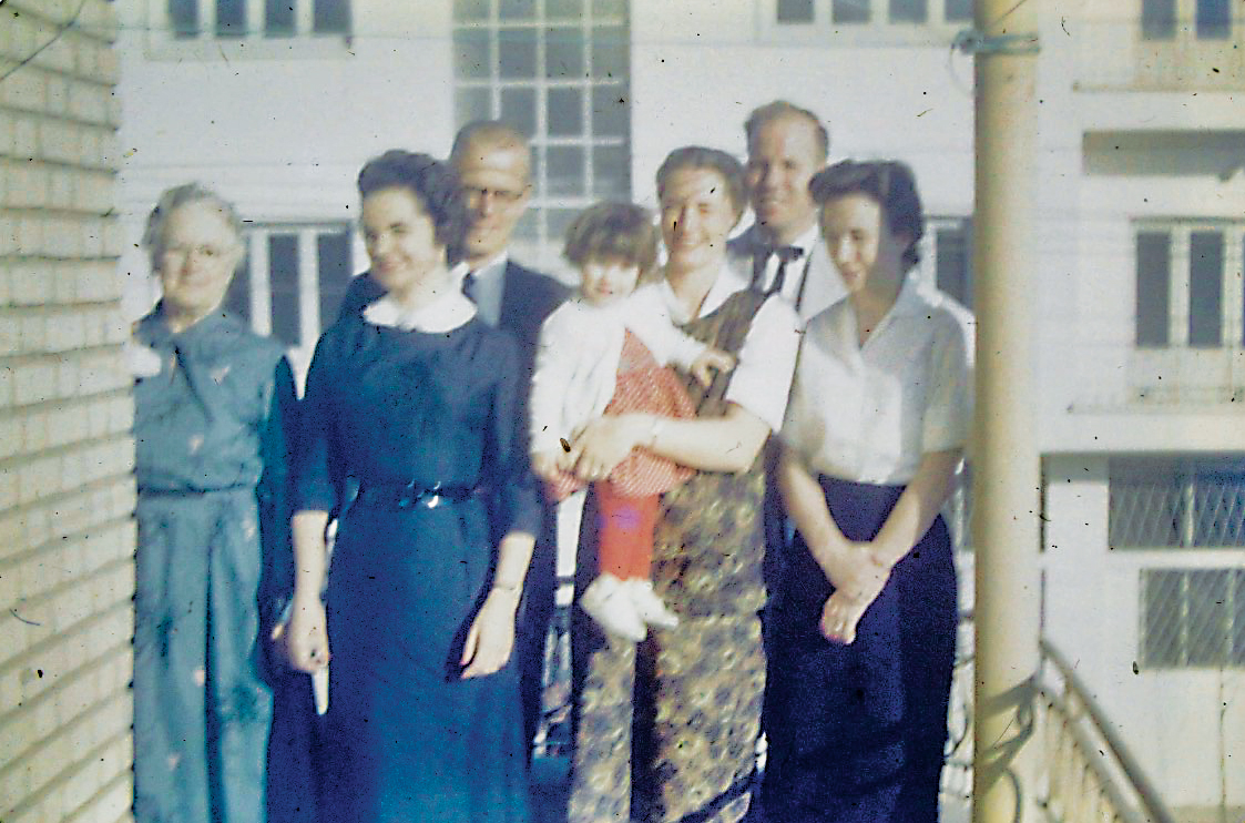 Ellen Bryan, far left, stands with members of the Tehran Church of Christ, which met at Ellen and Albert Bryan’s home during the 1950s.