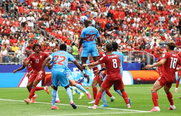 Soccer Football - FIFA World Cup 2026 - Group K - Portugal v DR Congo - Houston Stadium, Houston, Texas, U.S. - June 17, 2026 DR Congo's Yoane Wissa scores their first goal REUTERS/Pedro Nunes