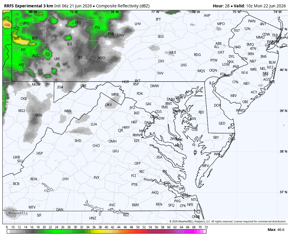 June 21 weather storm radar Monday