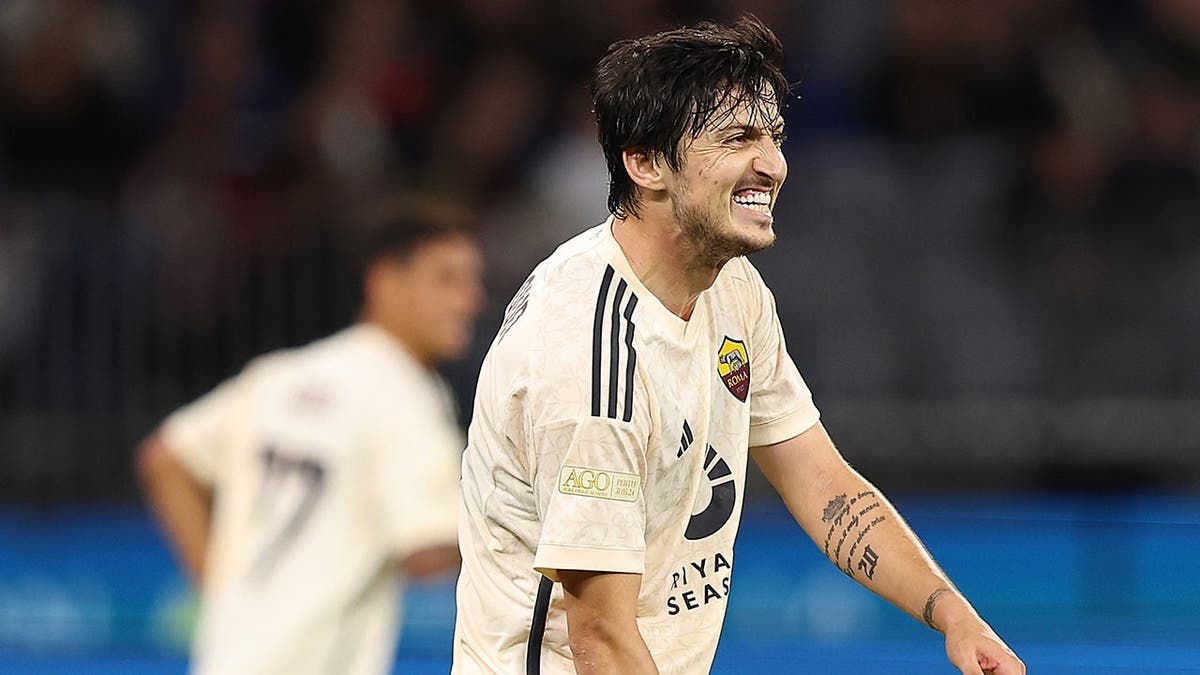 Sardar Azmoun of AS Roma looking on during a soccer match at Optus Stadium in Perth