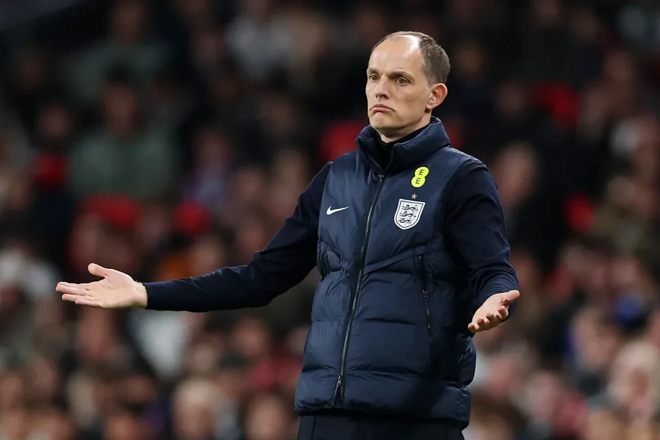 Thomas Tuchel, Head Coach of England, reacts on the sidelines during the international friendly match between England and Japan