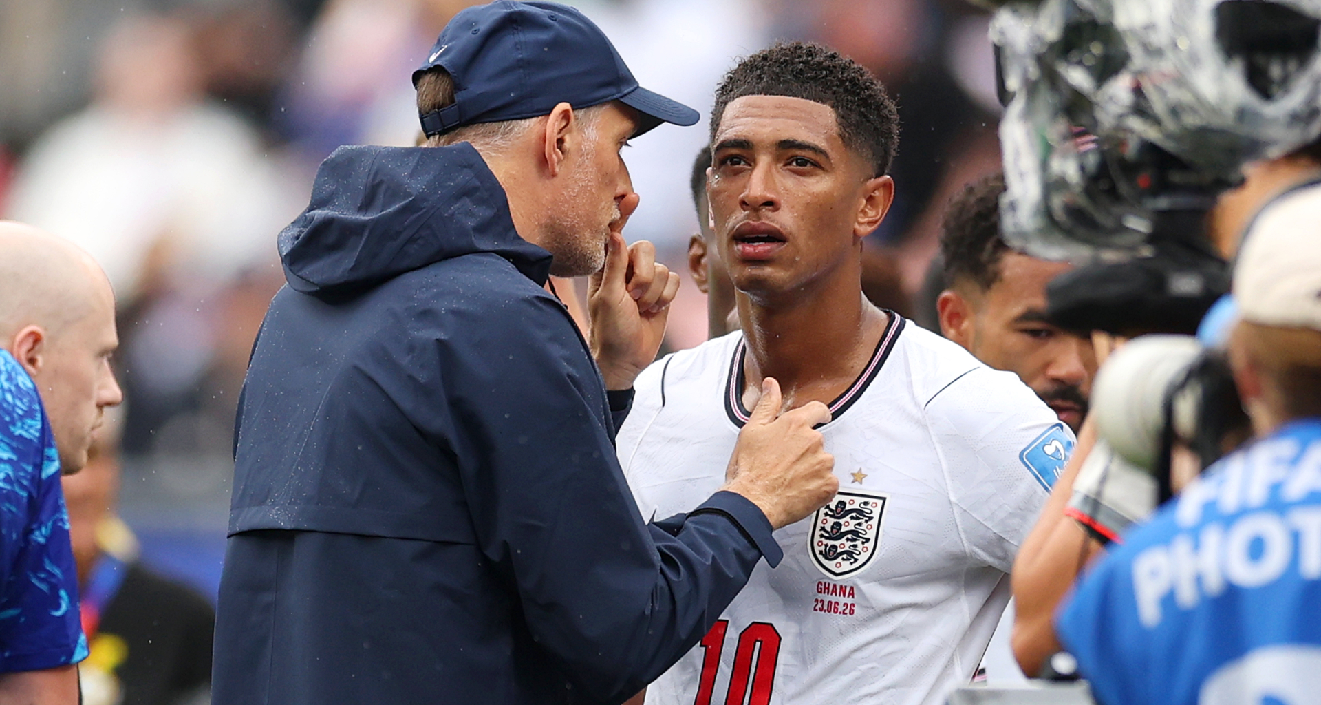 Jude Bellingham risked red card with banned gesture during England draw with Ghana