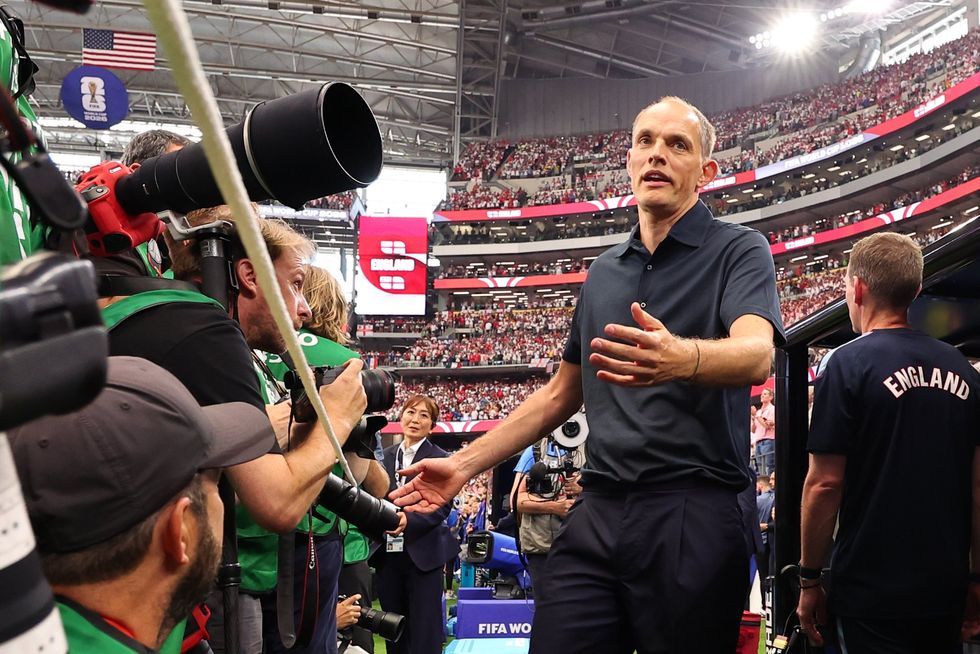 Thomas Tuchel was left furious after photographers blocked his view of England's players during the national anthem ahead of their World Cup victory over Croatia