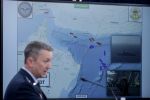 Chairman of the Joint Chiefs of Staff Gen. Dan Caine speaks as he displays a map showing the U.S. Navy’s blockade of the Strait of Hormuz during a press briefing at the Pentagon in Arlington, Virginia.