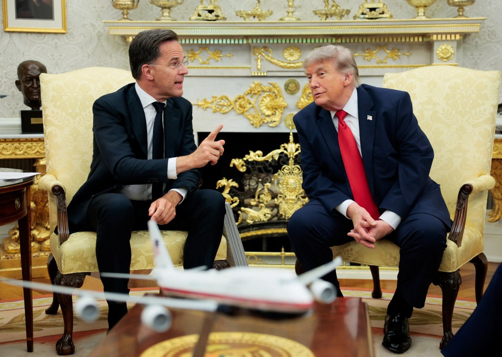 U.S. President Donald Trump and NATO Secretary General Mark Rutte meeting in the Oval Office.