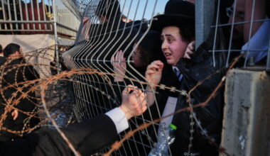 Photos of ultra-Orthodox Jews protesting military conscription in Israel