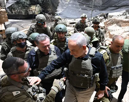 Prime Minister Benjamin Netanyahu tours IDF-occupied territory in southern Lebanon in a photo released Tuesday. Credit: Benjamin Netanyahu's press office Prime Minister Benjamin Netanyahu tours IDF-occupied territory in southern Lebanon in a photo released Tuesday.