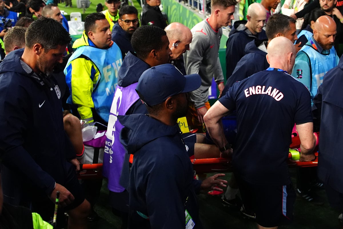 Jordan Henderson suffers freak injury falling over advertising hoardings celebrating England’s win over Mexico