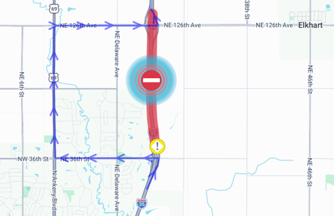 With I-35 northbound closed between Ankeny and Elkhart, drivers are encouraged to take this detour. With I-35 northbound closed between Ankeny and Elkhart, drivers are encouraged to take this detour.