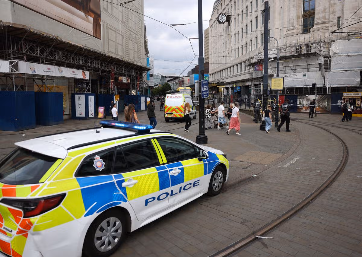 Police on Market Street amid an incident at the tram stop