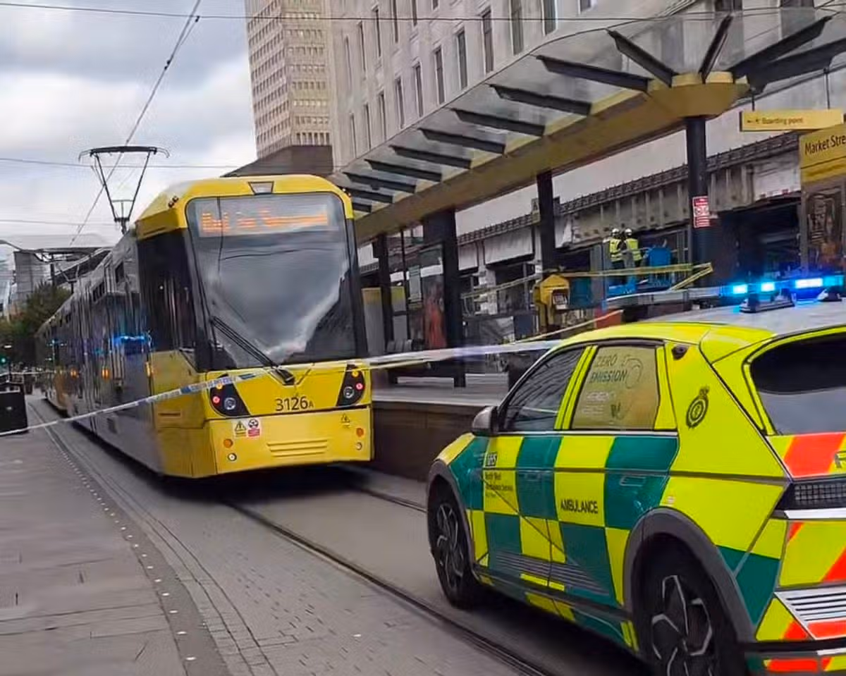 Market Street tram stop has been taped off