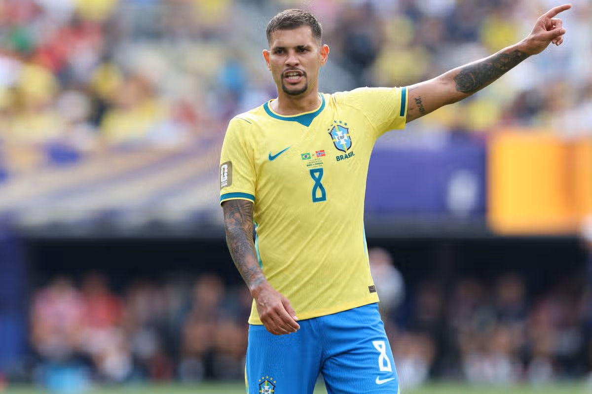 Bruno Guimaraes during a Brazil game at the 2026 FIFA World Cup