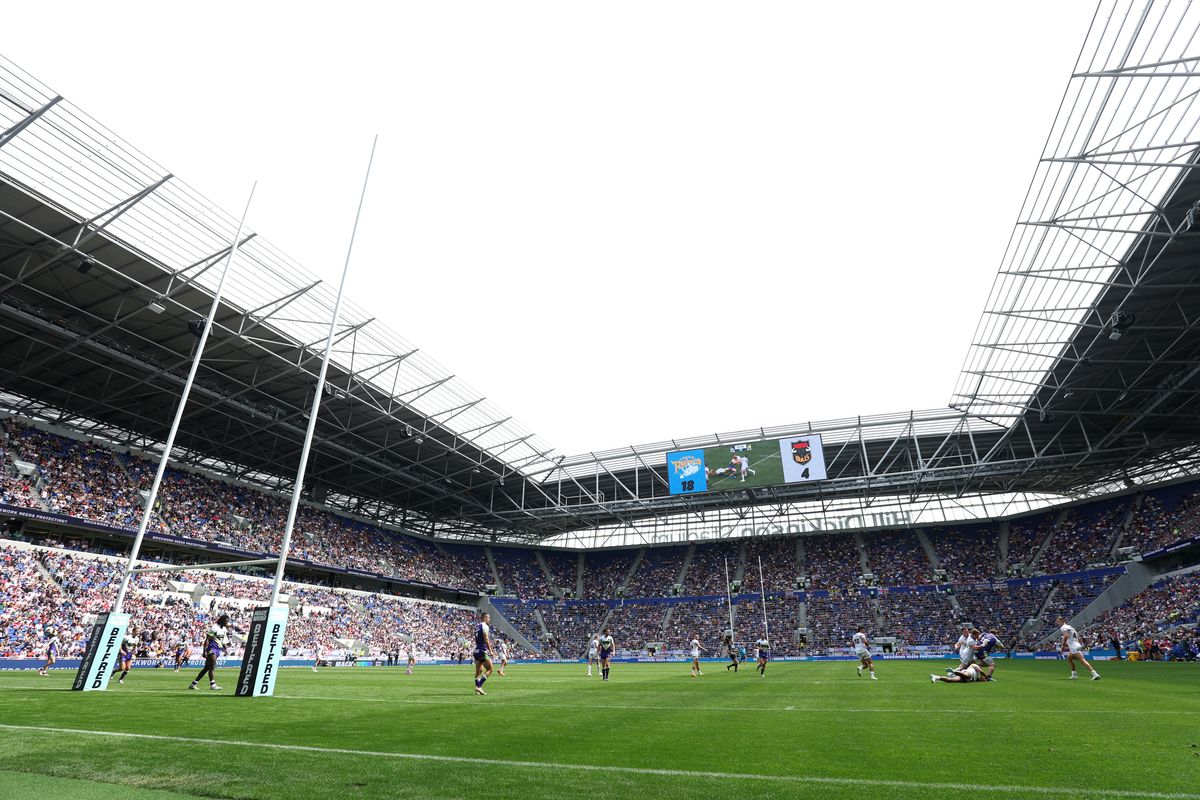 General view inside Hill Dickinson Stadium during the Magic Weekend clash between Leeds Rhinos and Bradford Bulls