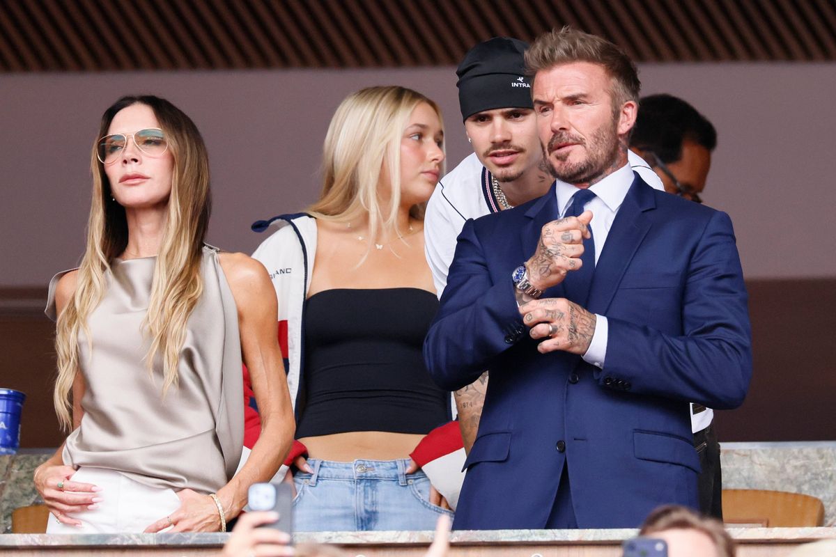 Victoria Beckham, Harper Beckham, Romeo Beckham and David Beckham attended the match