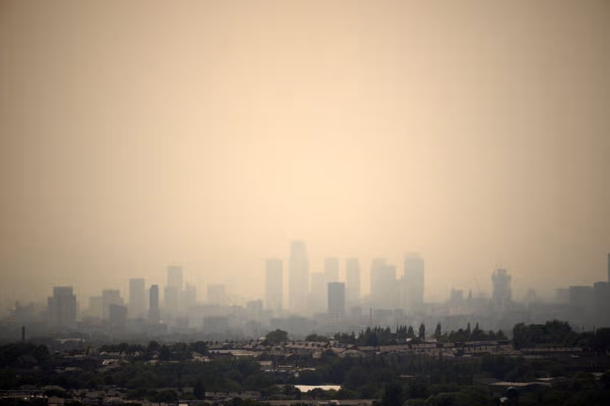 Manchester was covered in smog on Monday