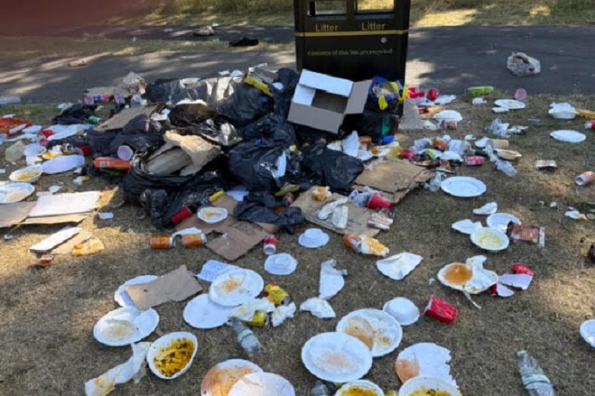 A concerned reader sent in this image of the shocking mess left in Newsham Park 